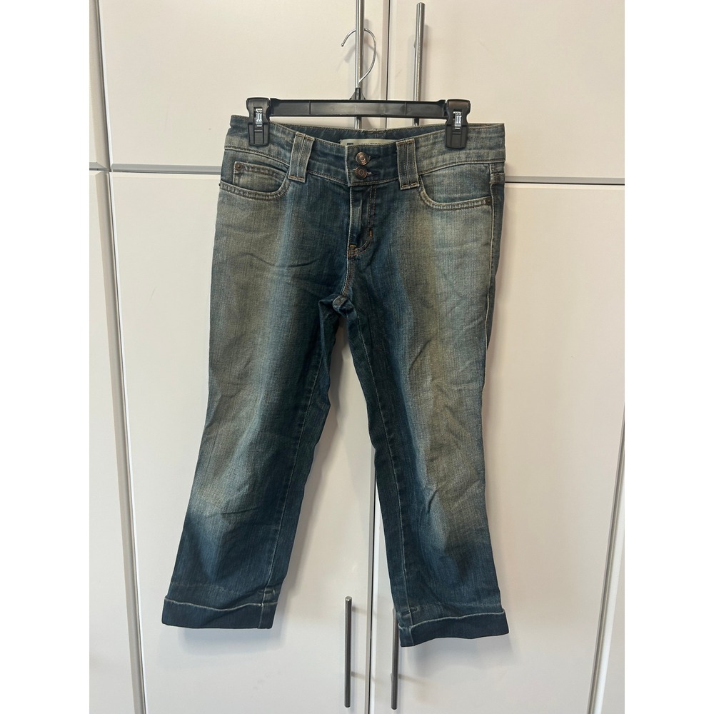Gap Low Rise Cropped Jeans Medium Wash Double Button‎ Denim Pants